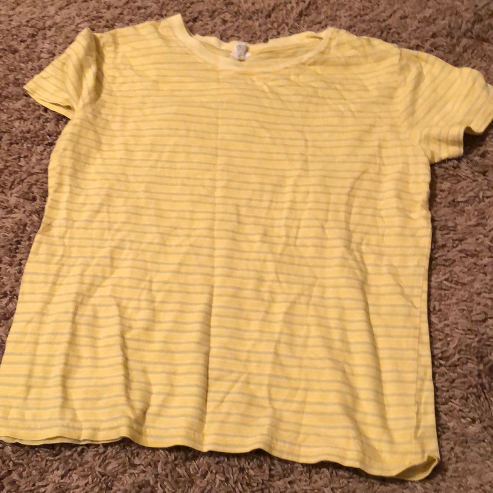 Short sleeve yellow and blue striped shirt